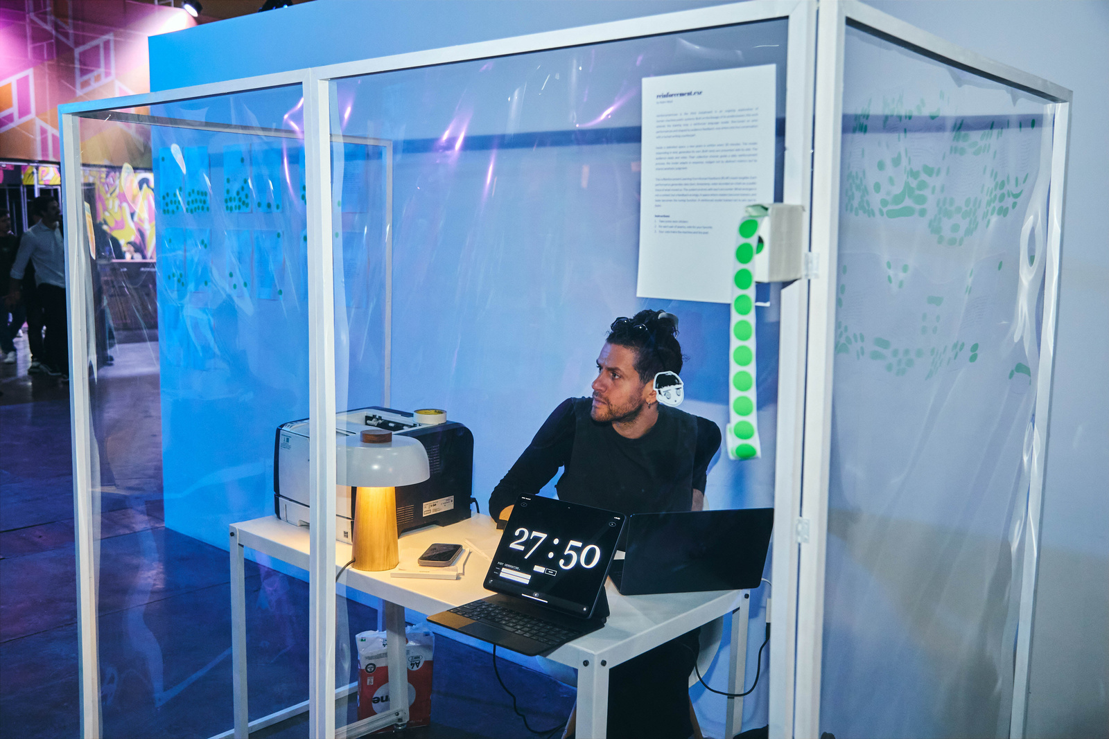 The open cube installation where the poet writes during Reinforcement.exe