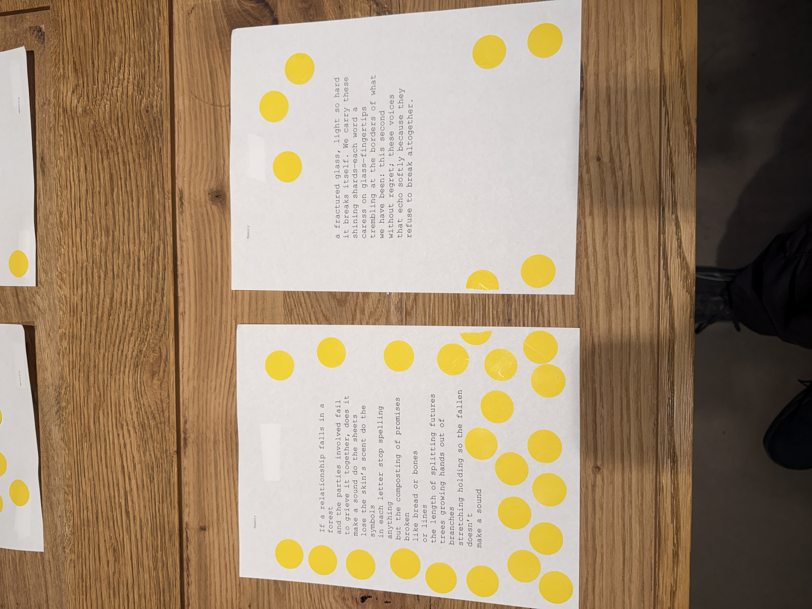 Poems displayed on the wall